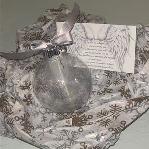 HAND MADE MEMORIAL FEATHER GLASS ORNAMENT